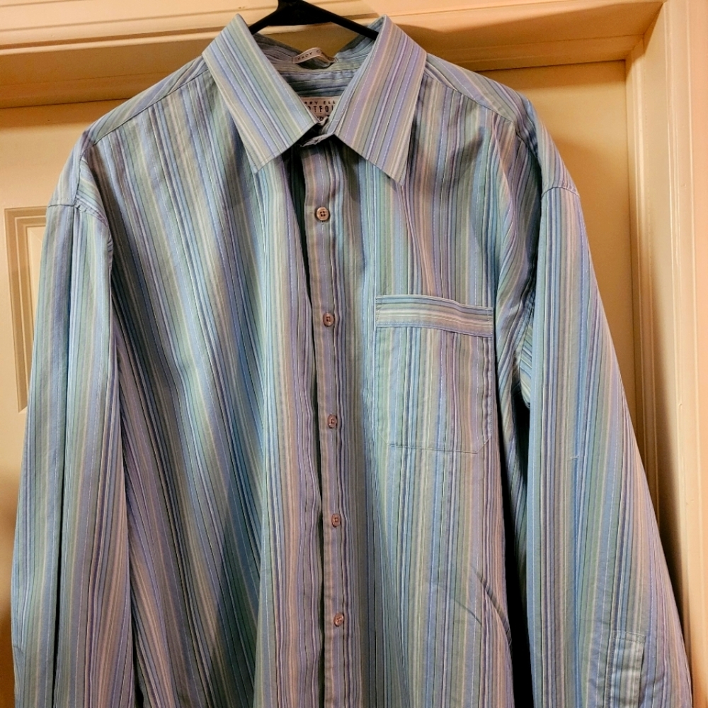 Perry Ellis Portfolio Men's 100% Cotton Button down shirt, 17.5 34/35 LK NEW